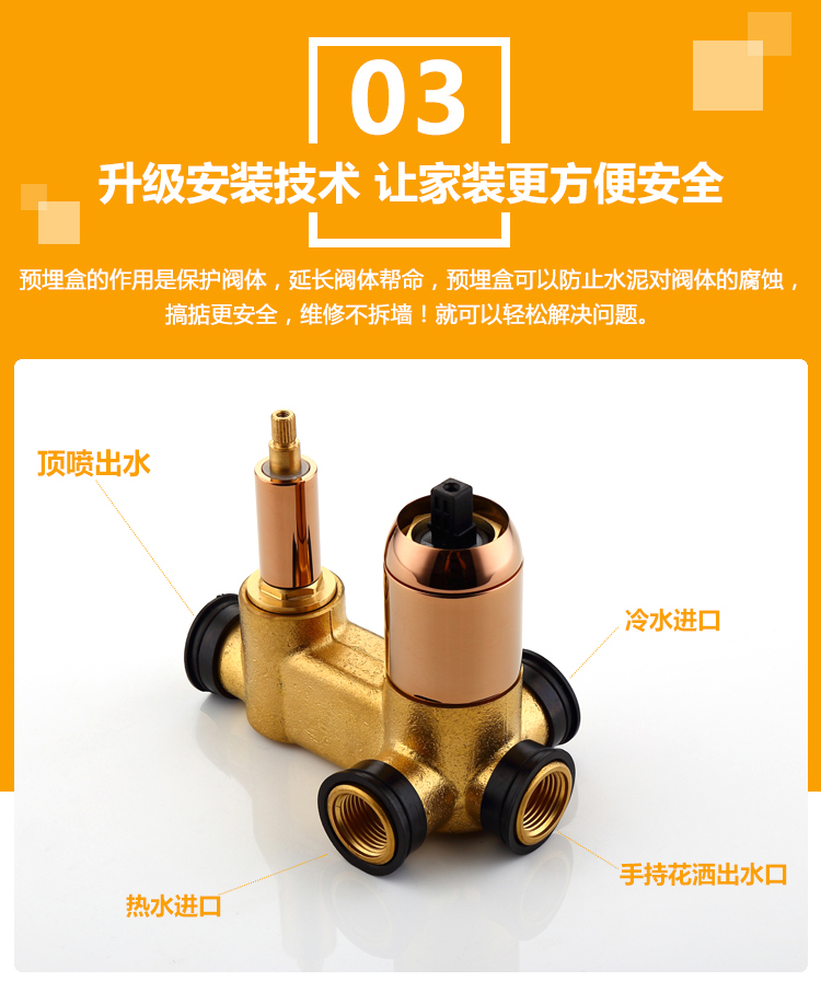 桓迪入墻式預(yù)埋盒暗裝淋浴花灑套裝 HD-6E03