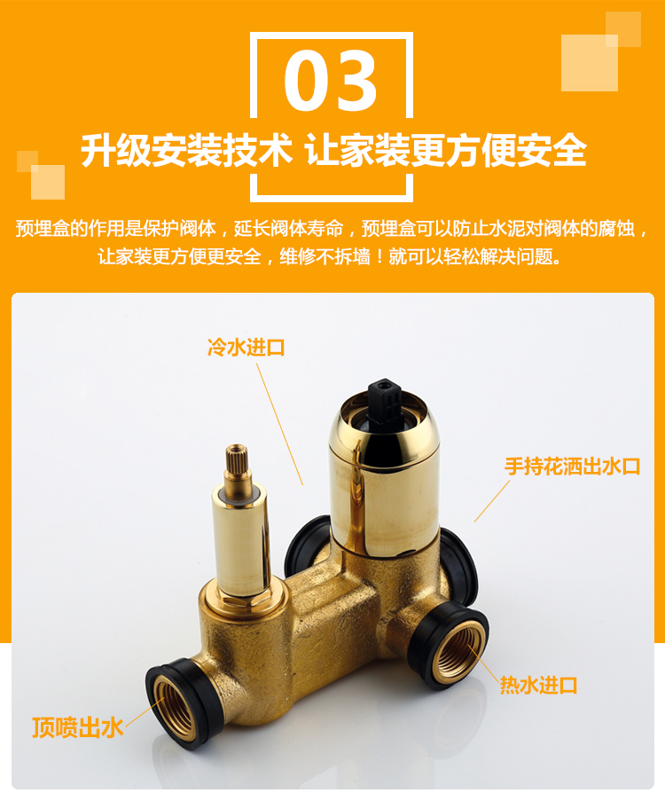 桓迪入墻式預埋盒暗裝淋浴花灑套裝 HD-6E05